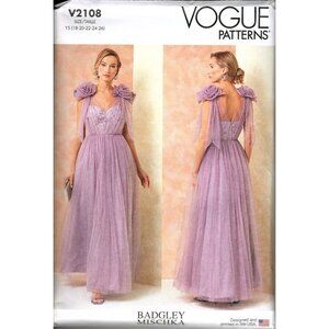Vogue V2108 Misses 18 to 26 Badgley Mischka Formal Gown Uncut Sewing Pattern